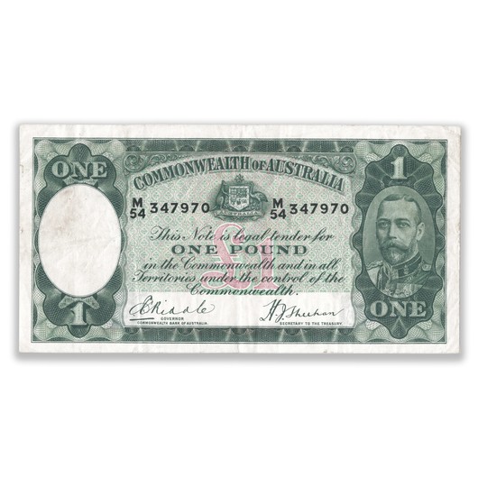 R28 1933 One Pound Banknote Good Very Fine