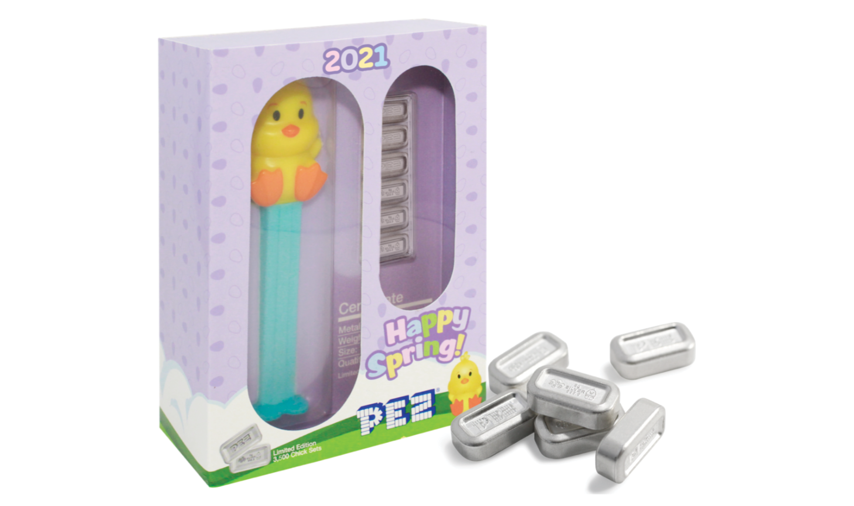 Feather your nest with this Limited release PAMP Pez Cheery Chick Pez Dispenser and silver cast bar