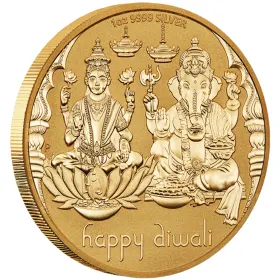 2023 Diwali 1oz Silver Gilded BU Medallion