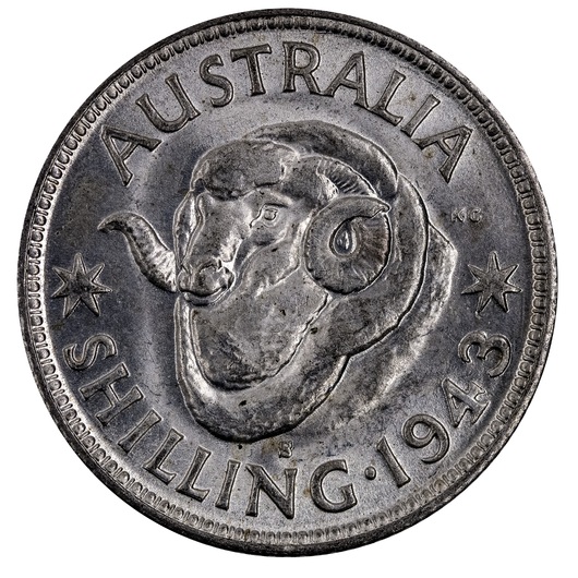 1943S Australian Shilling Nice Uncirculated