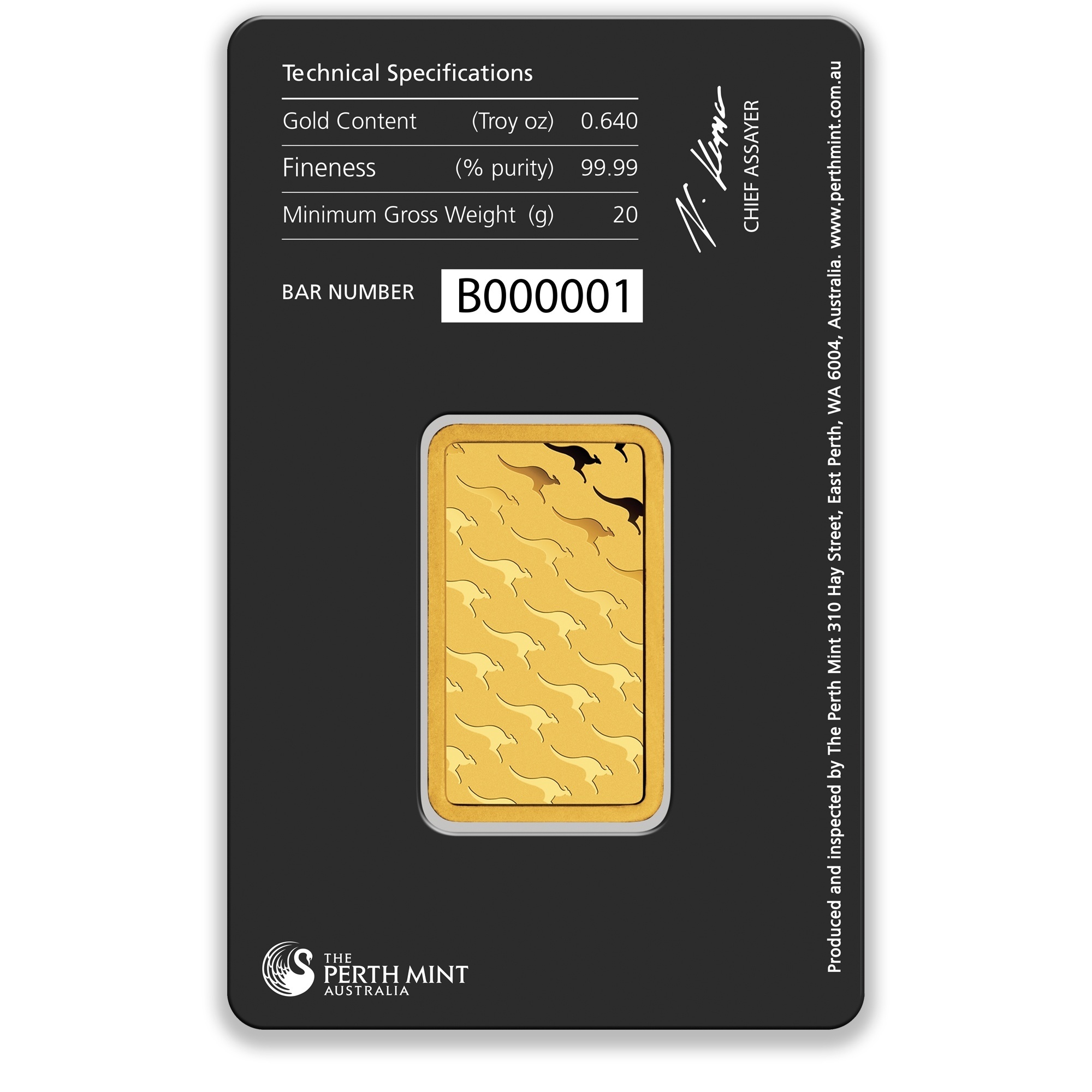 20g Perth Mint Gold Minted Bar