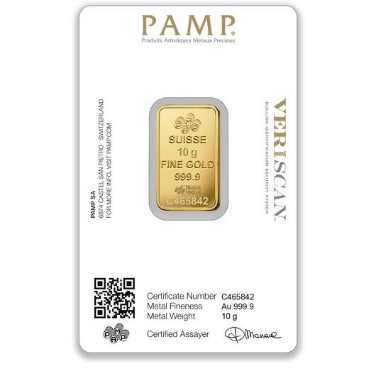 10g PAMP Lady Fortuna Gold Minted Bar