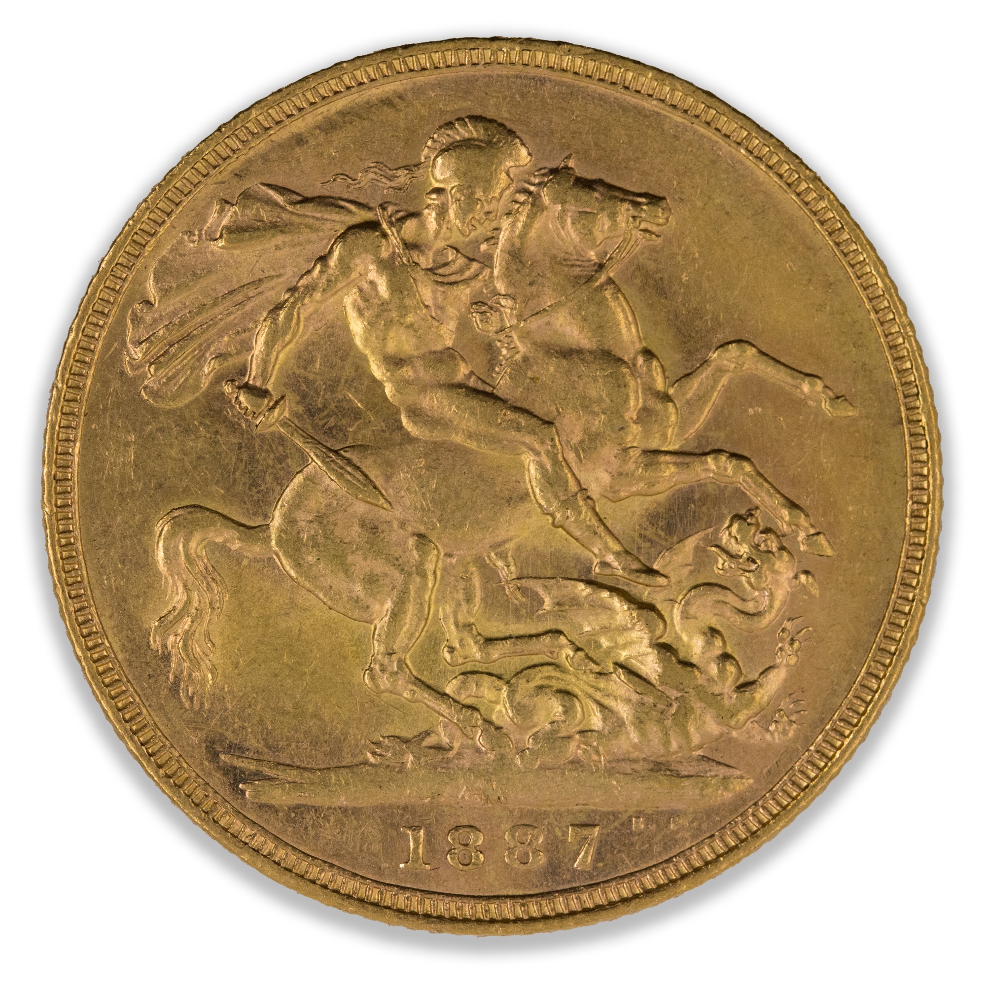 1887M Jubilee Head Sovereign About Uncirculated