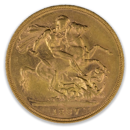 1887M Jubilee Head Sovereign About Uncirculated