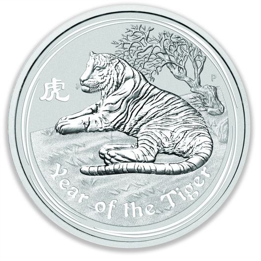2010 2oz Perth Mint Lunar Tiger Silver Coin