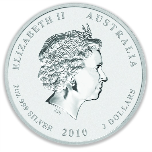 2010 2oz Perth Mint Lunar Tiger Silver Coin
