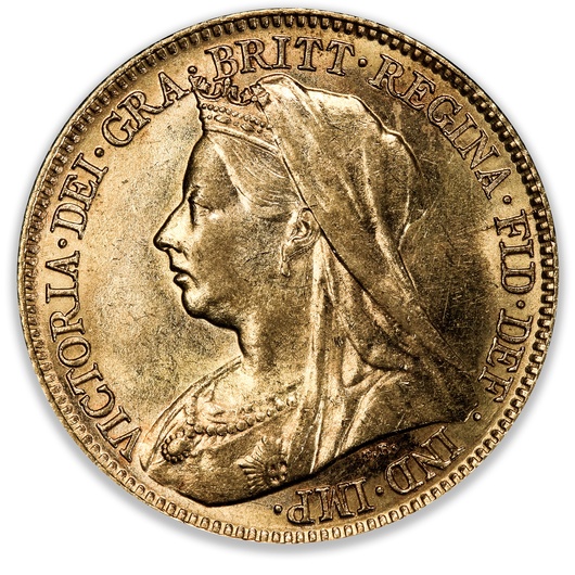 1896M Queen Victoria Veil Head Half Sovereign PCGS AU58