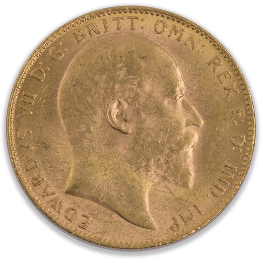 1906P Edward VII Sovereign About Uncirculated