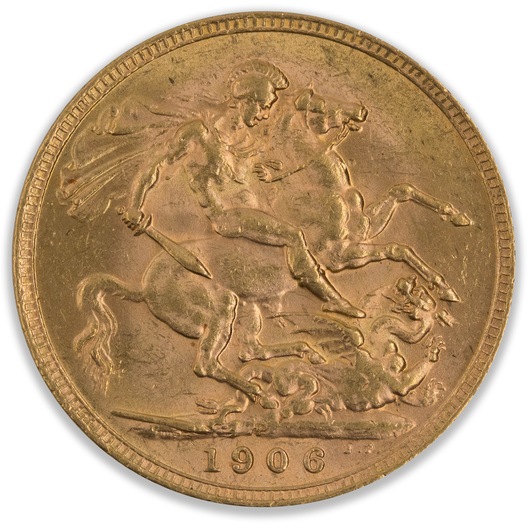 1906P Edward VII Sovereign About Uncirculated