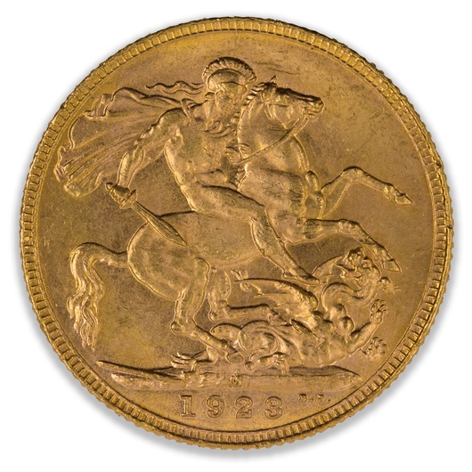 1923M George V Sovereign About Uncirculated