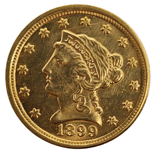 1899 USA $2.50 Liberty Head Gold Coin About Uncirculated