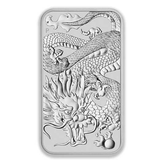 2022 1oz Perth Mint Silver Dragon Rectangular Coin