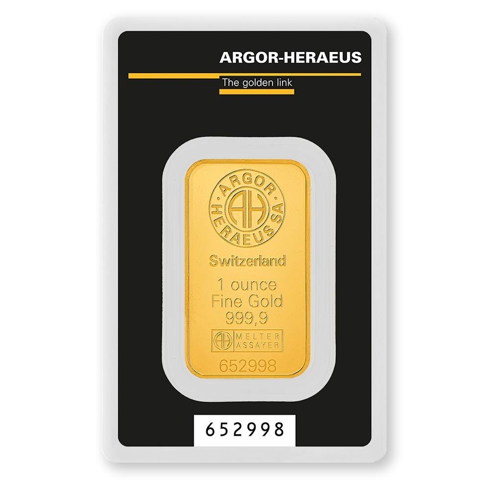 1oz Argor-Heraeus Gold Minted KineBar