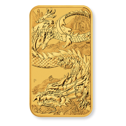 2023 1oz Perth Mint Gold Dragon Rectangular Coin