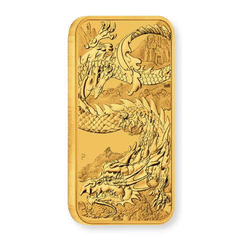 2023 1oz Perth Mint Gold Dragon Rectangular Coin