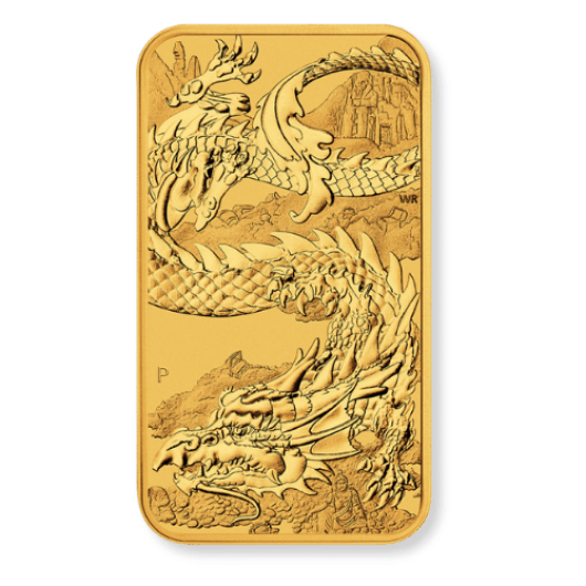 2023 1oz Perth Mint Gold Dragon Rectangular Coin