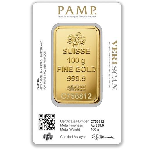 100g PAMP Gold Minted Bar