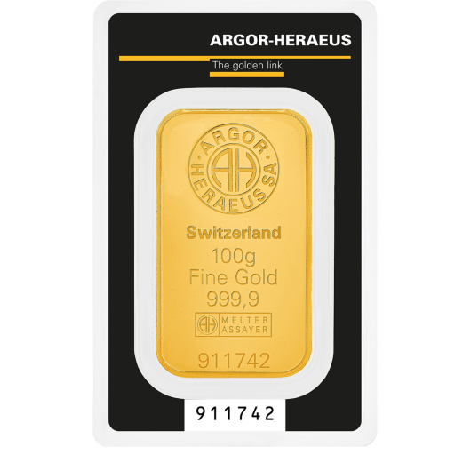 100g Argor-Heraeus Gold Minted KineBar