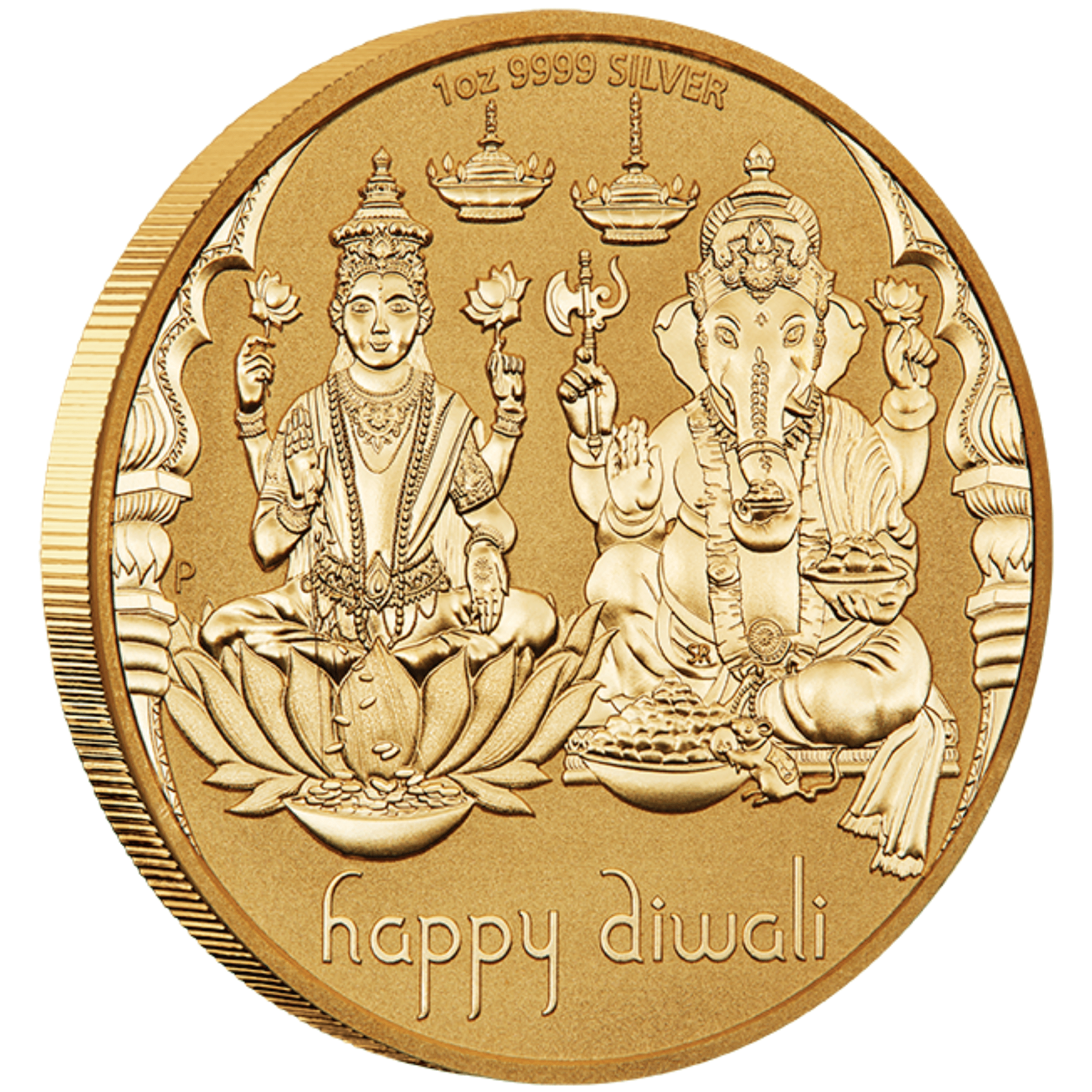2023 Diwali 1oz Silver Gilded BU Medallion