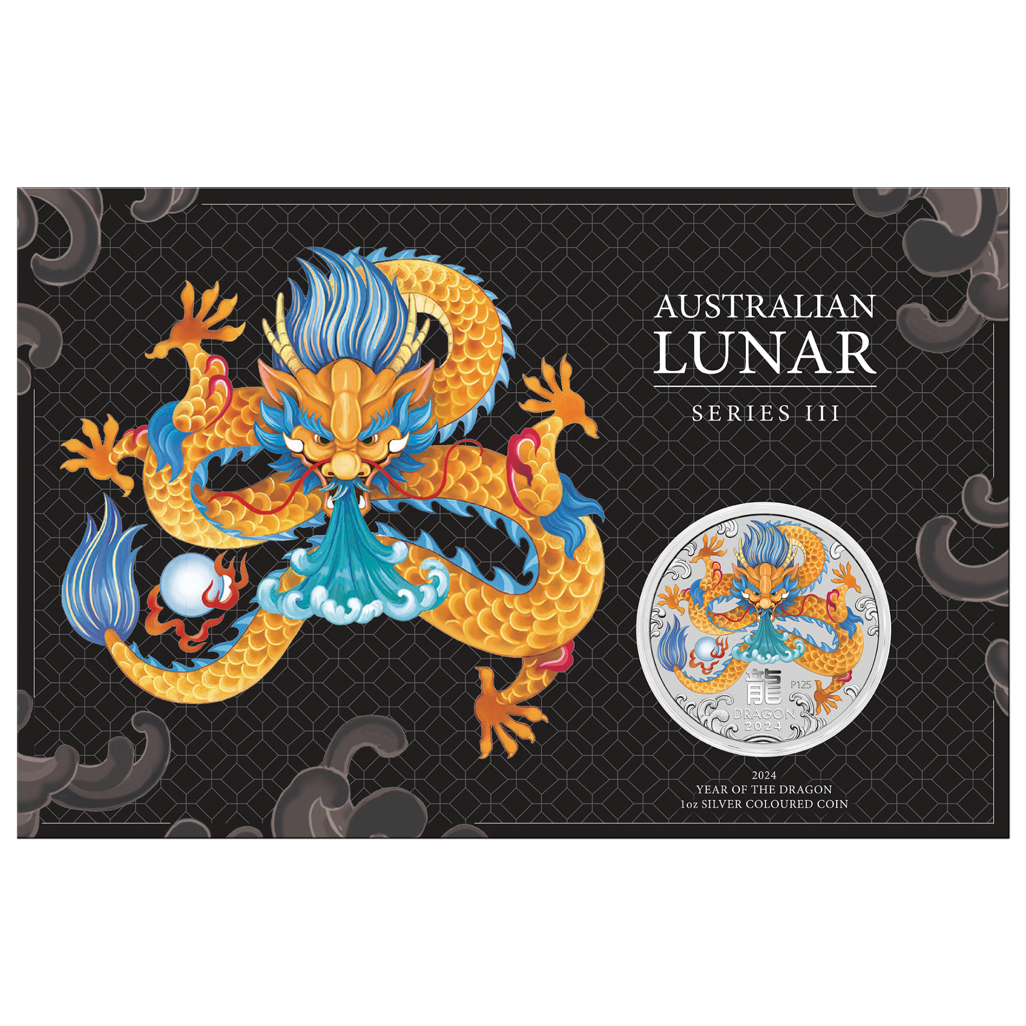 2024 Year of the Dragon 1oz Silver Coloured Coin in Card