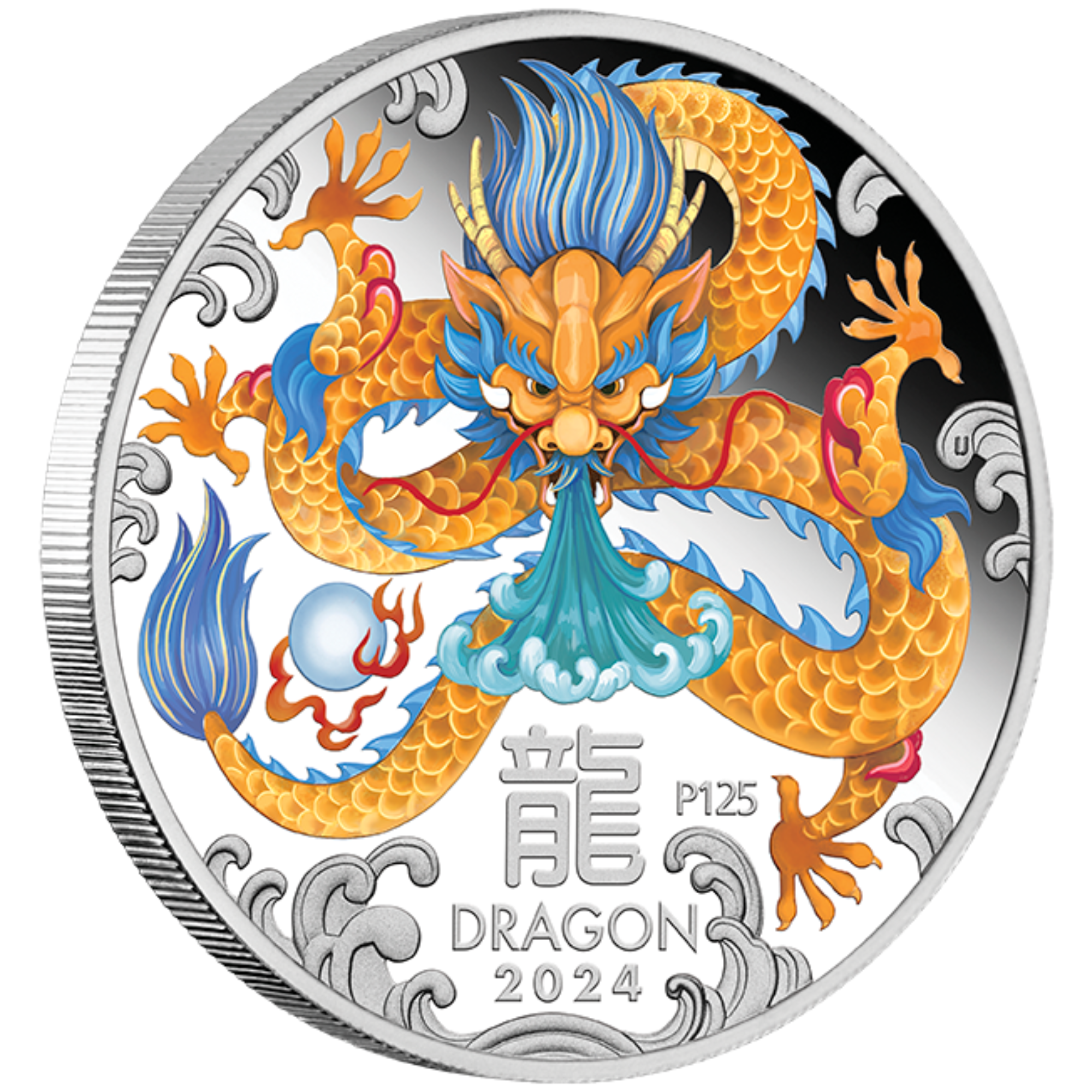 2024 Year of the Dragon 1oz Silver Coloured Coin in Card