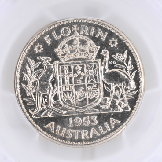 1953 Australian Proof Florin PR63