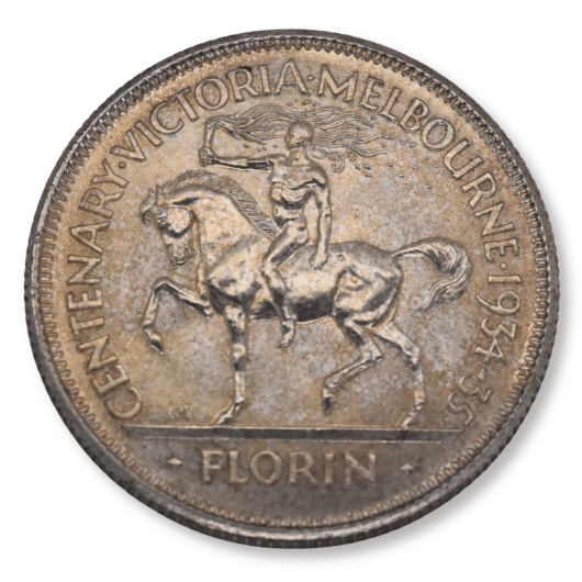 1934/35 Australian Florin Grade Almost Uncirculated