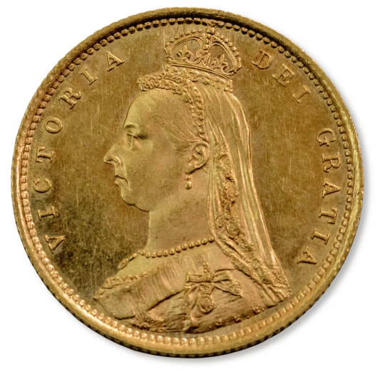 1887S Jubilee Head Half Sovereign About Uncirculated