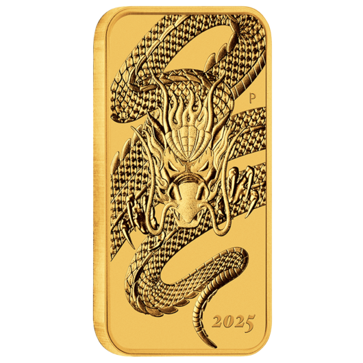 2025 1oz Perth Mint Gold Dragon Rectangular Coin