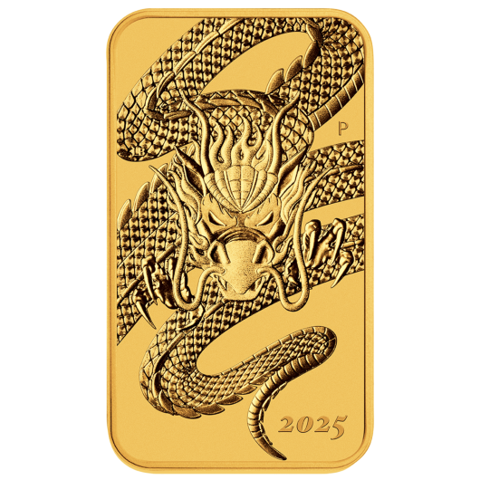 2025 1oz Perth Mint Gold Dragon Rectangular Coin