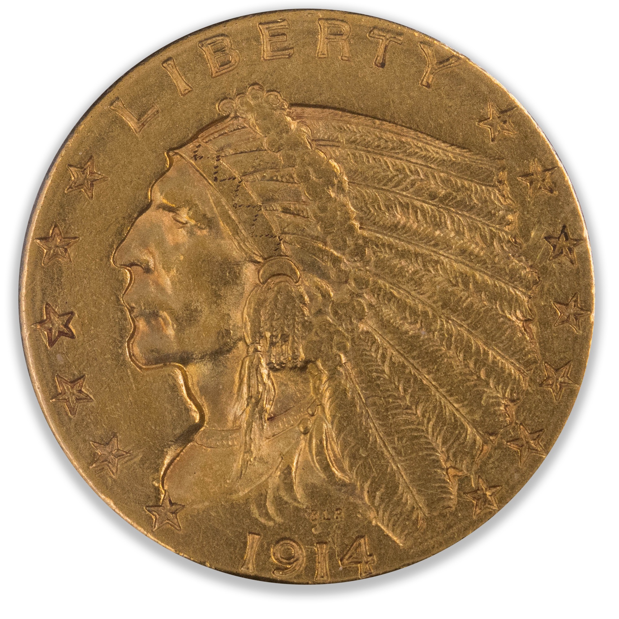 1914D USA $2.50 Indian Head Gold Coin Good Extra Fine