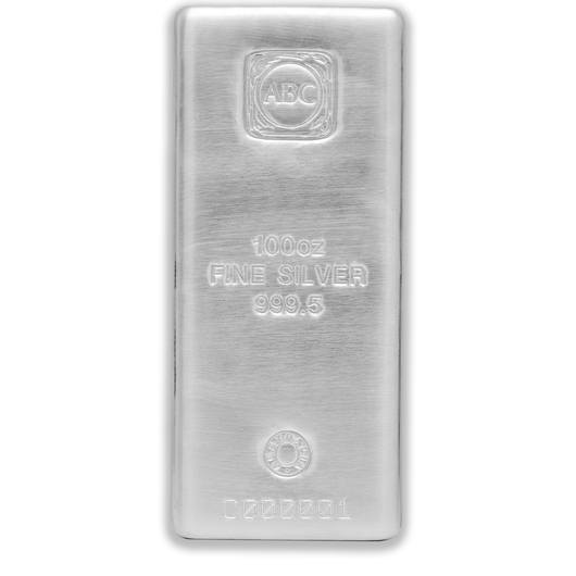 100oz ABC Silver Cast Bar