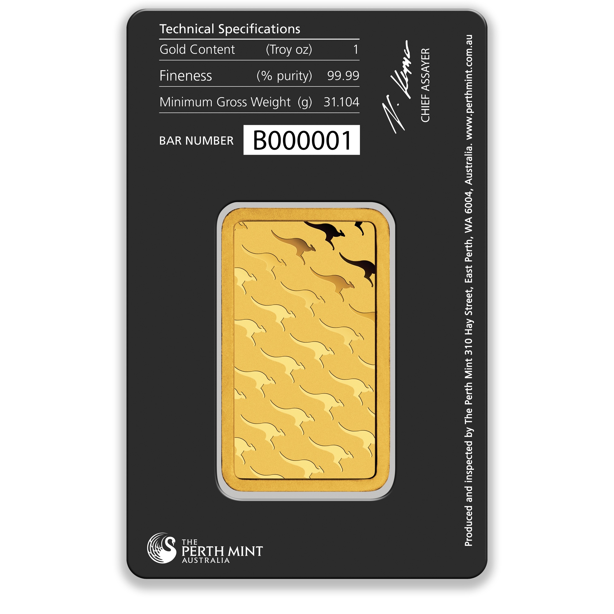 1oz Perth Mint Gold Minted Bar