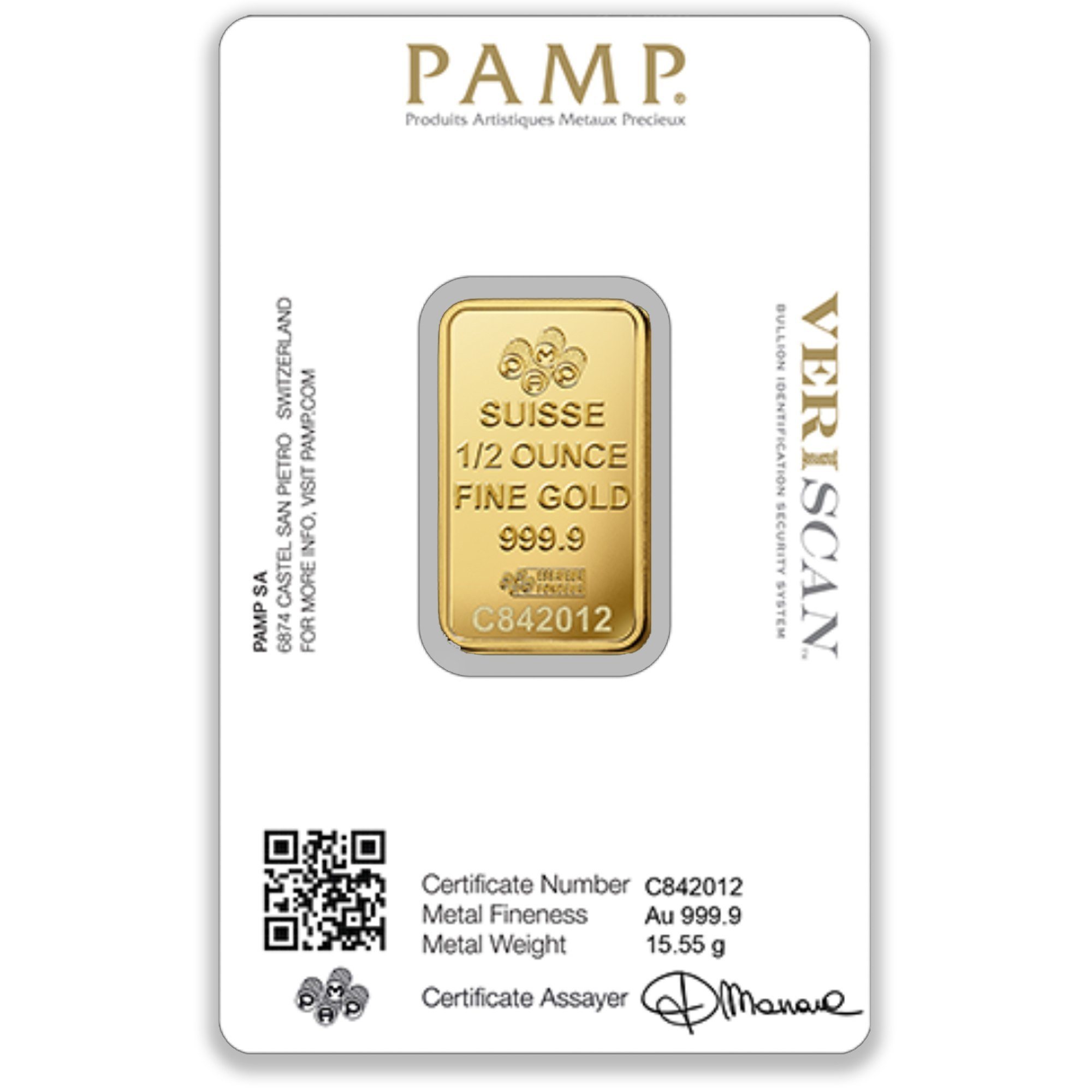 1/2oz PAMP Lady Fortuna Gold Minted Bar