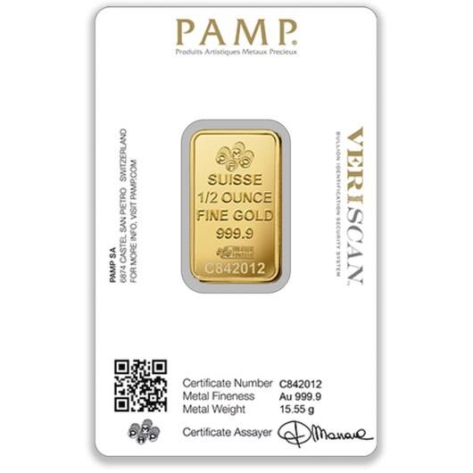 1/2oz PAMP Lady Fortuna Gold Minted Bar