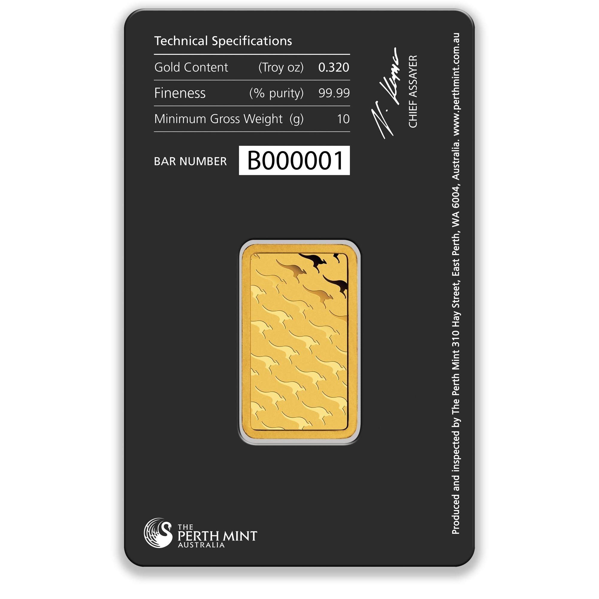 10g Perth Mint Gold Minted Bar