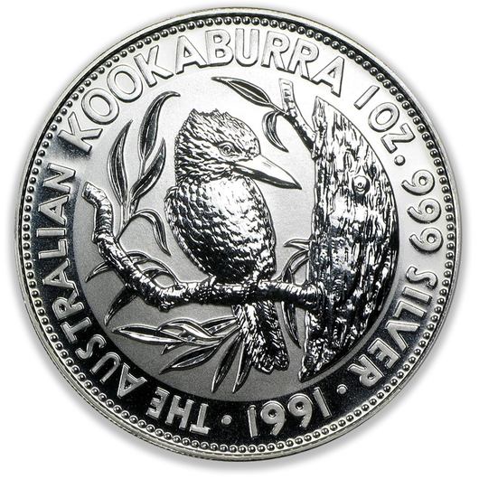 1991 1oz Perth Mint Silver Kookaburra Coin