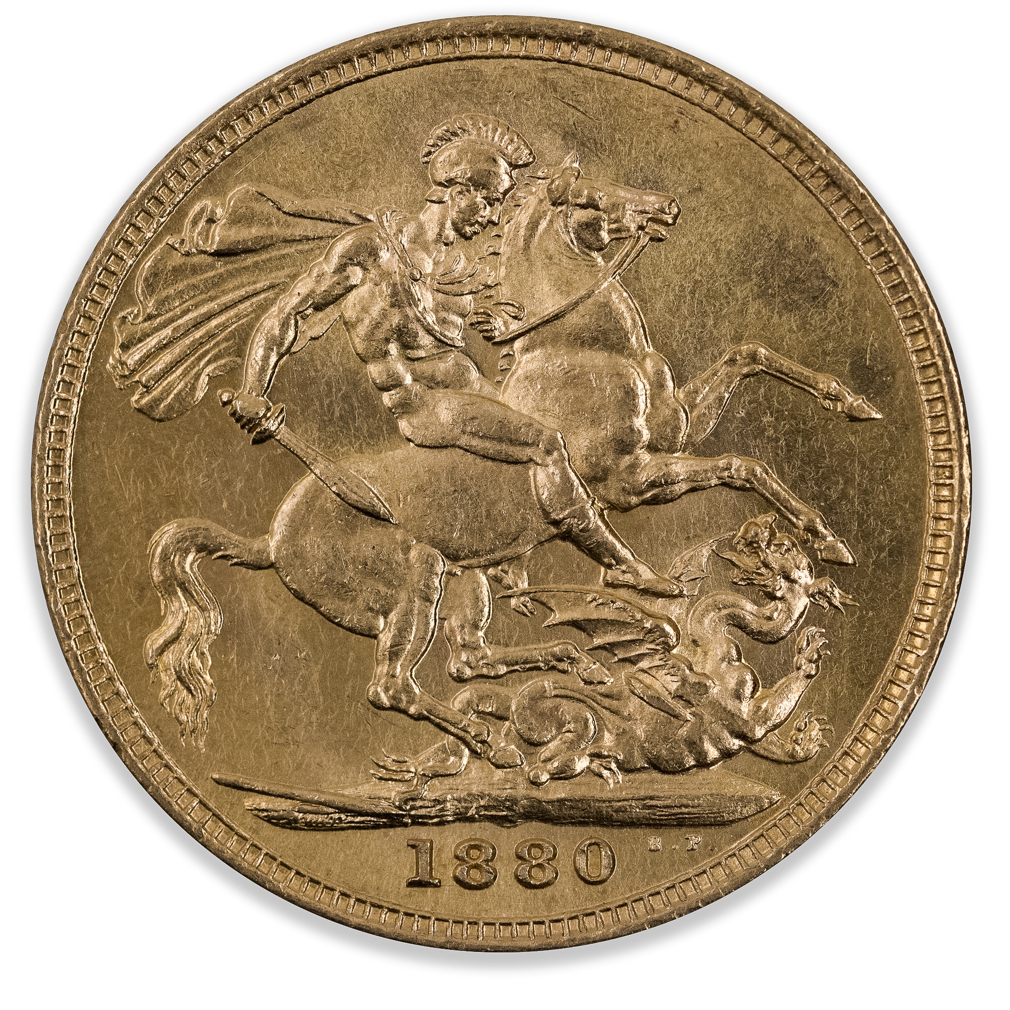1880M Queen Victoria St George Sovereign Nice Uncirculated