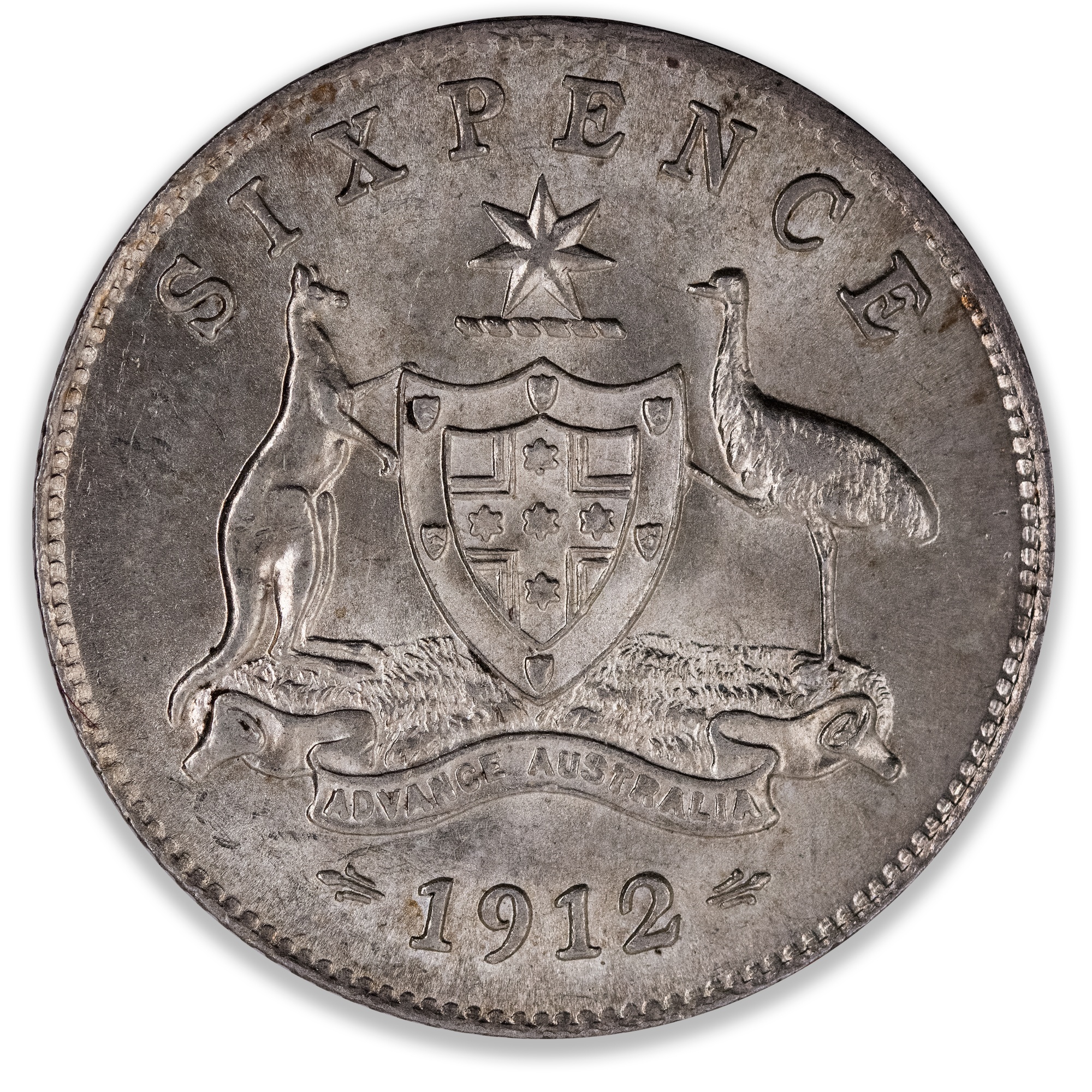 1912 Australian Sixpence Uncirculated
