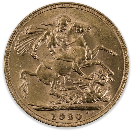 1920M George V Sovereign About Uncirculated