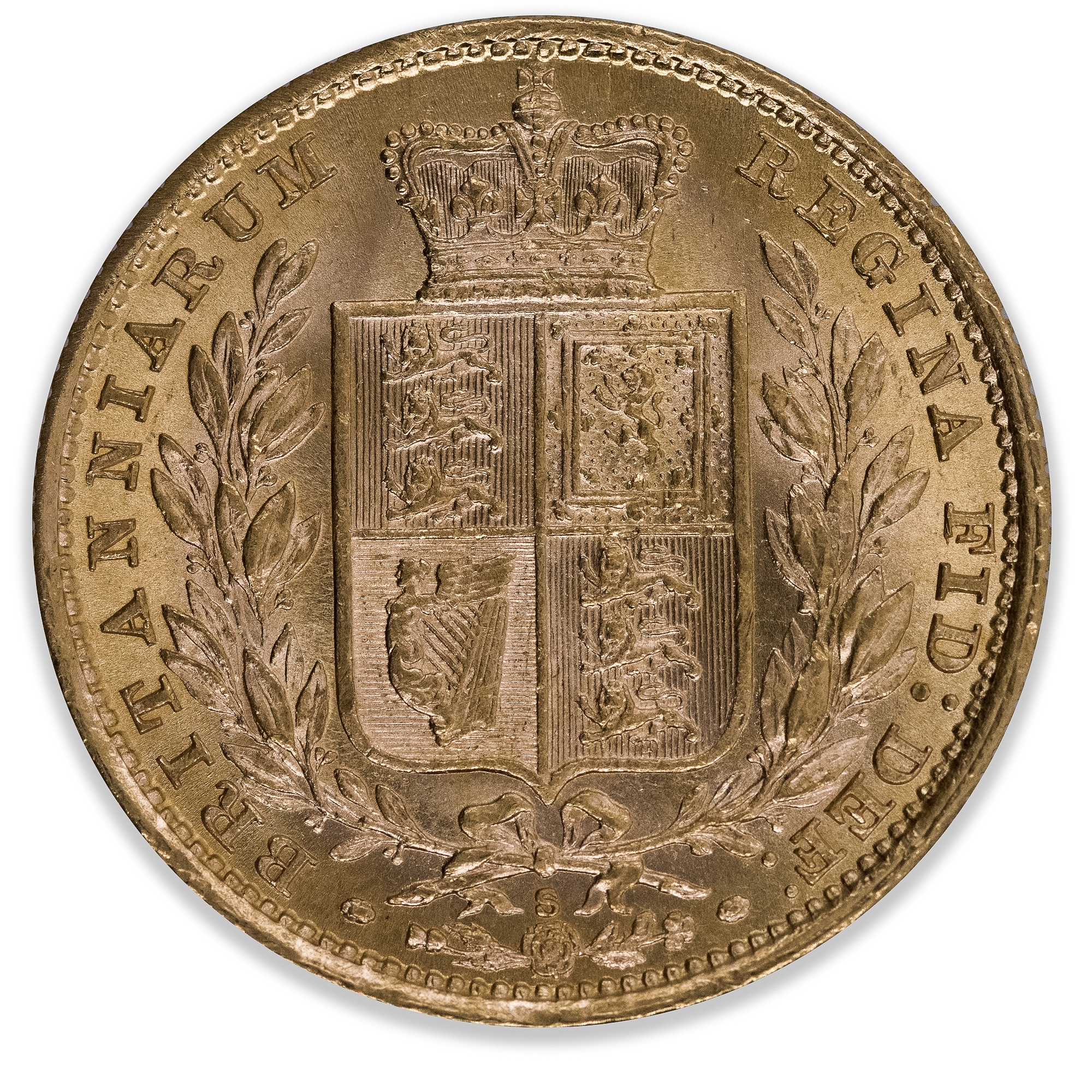 1885S Shield Sovereign Nice Uncirculated