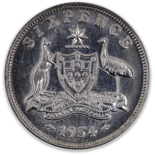 1954 Australian Sixpence Gem Uncirculated