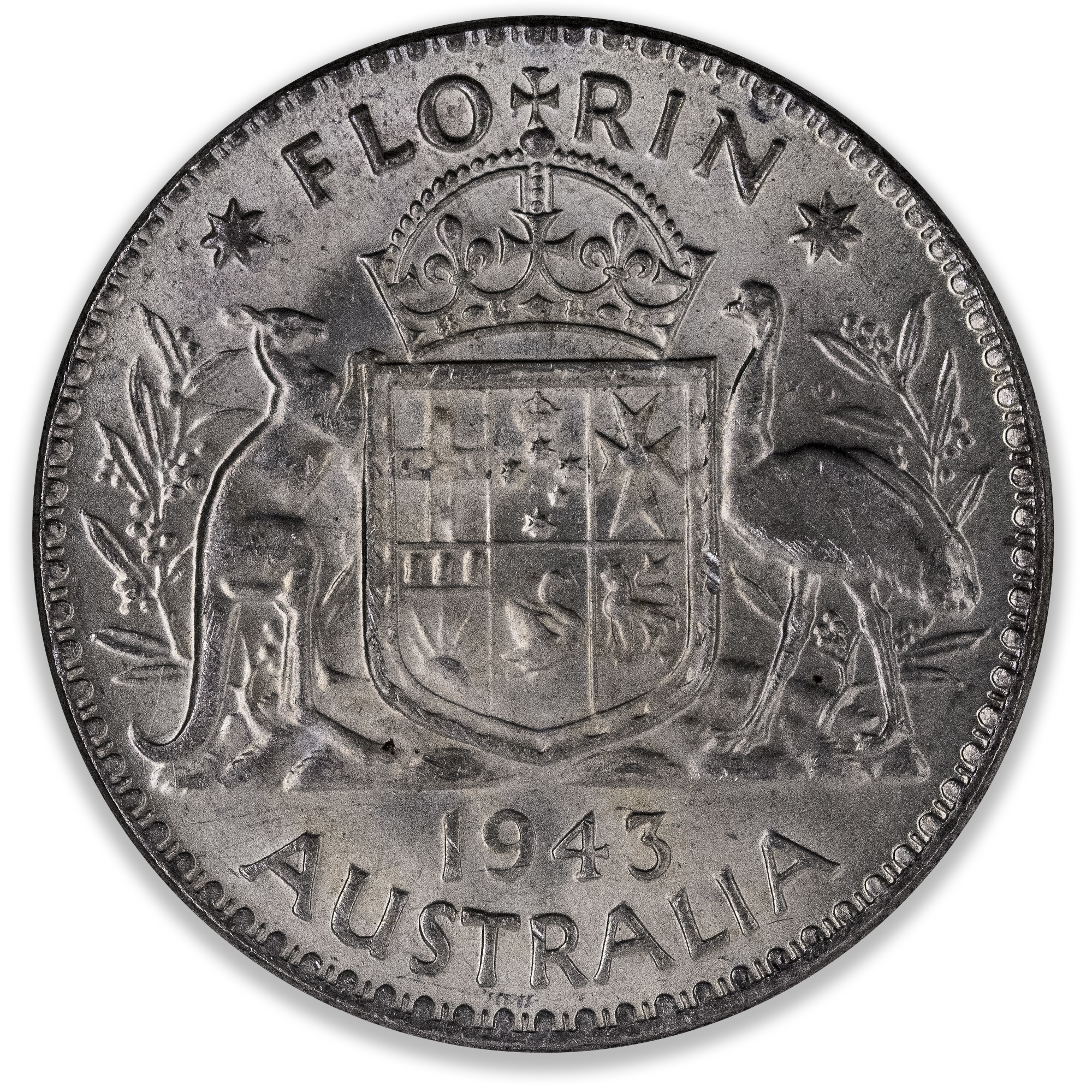 1943M Australian Florin Nice Uncirculated/Ch Uncirculated