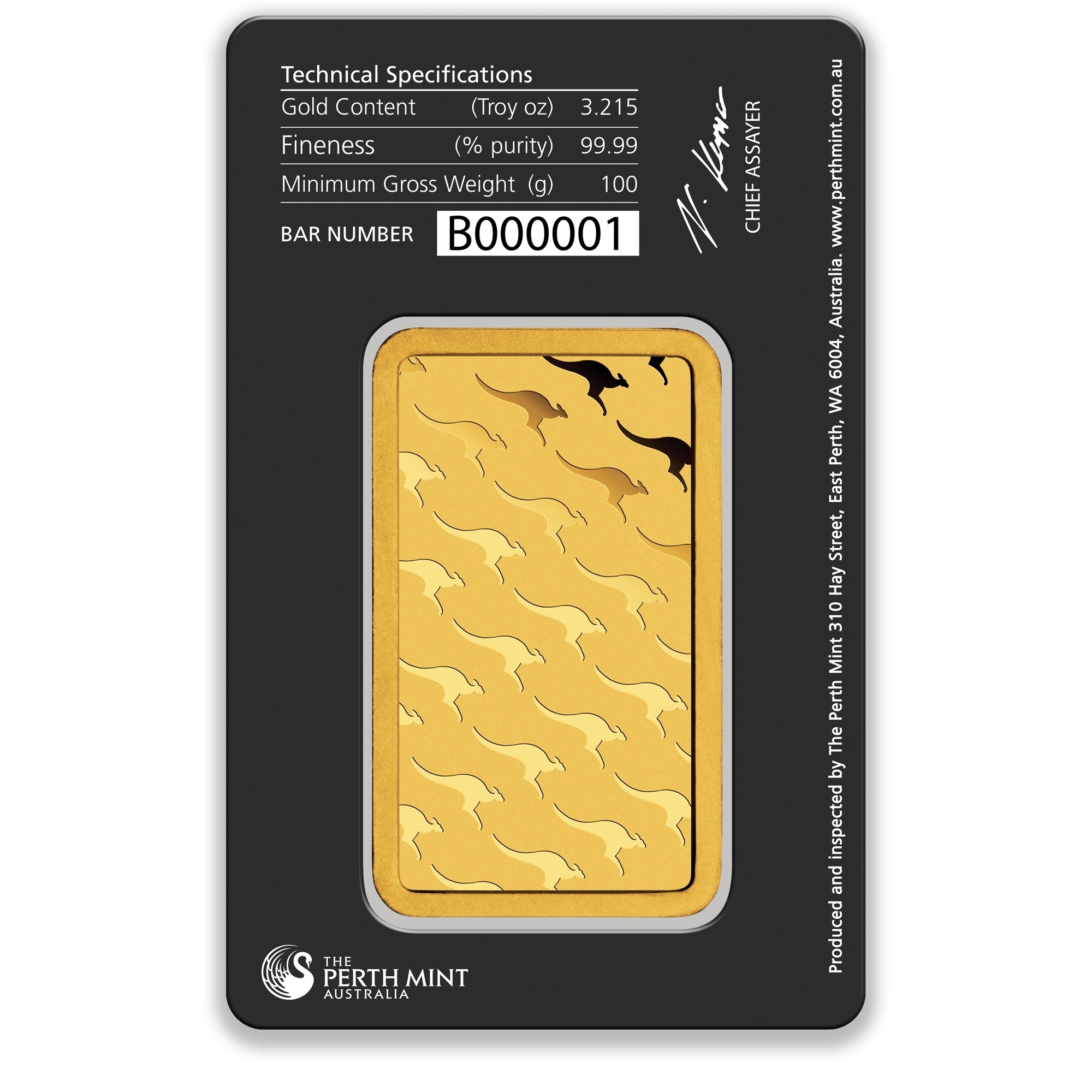 100g Perth Mint Gold Minted Bar