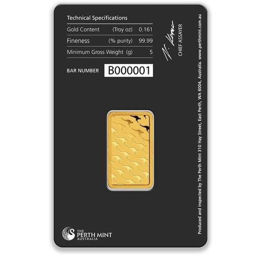 5g Perth Mint Gold Minted Bar