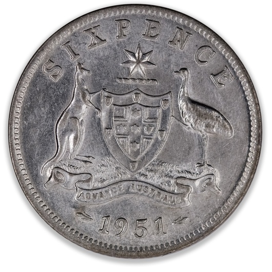 1951M Australian Sixpence About Uncirculated