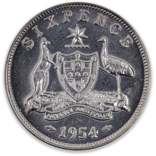 1954 Australian Sixpence Choice Uncirculated/Gem