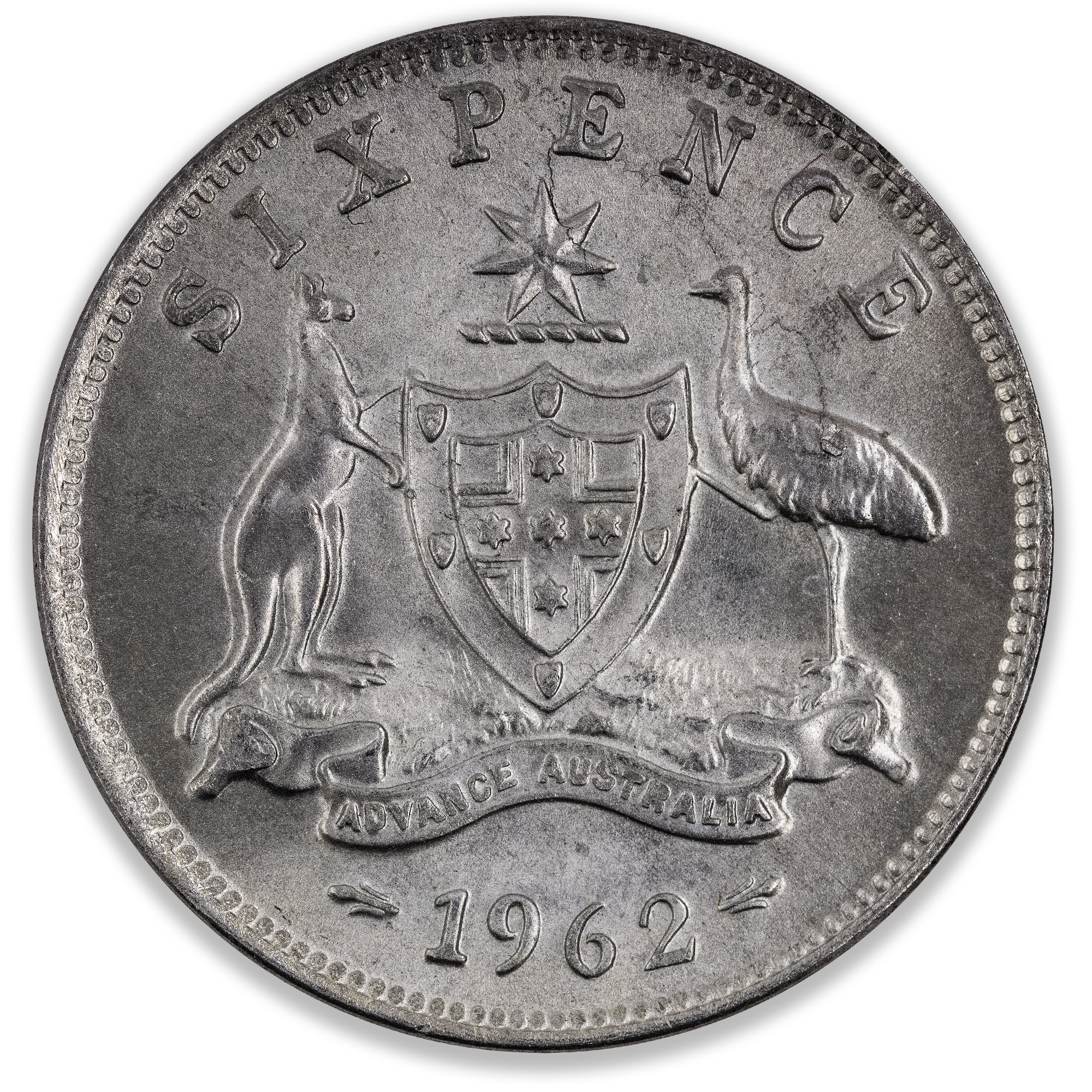 1962 Australian Sixpence Uncirculated/Choice Uncirculated