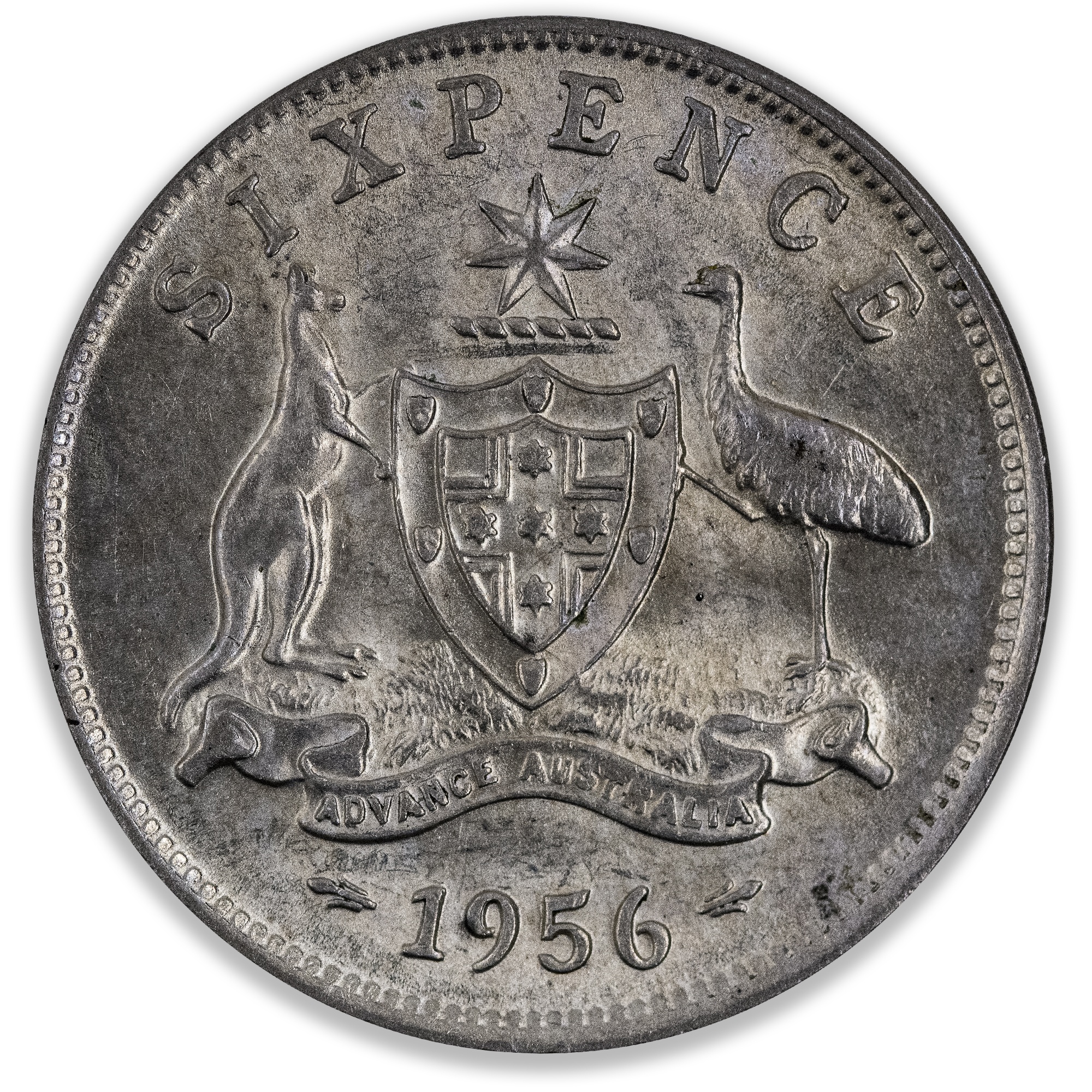 1956 Australian Sixpence About Uncirculated