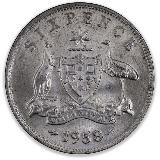1958 Australian Sixpence Uncirculated